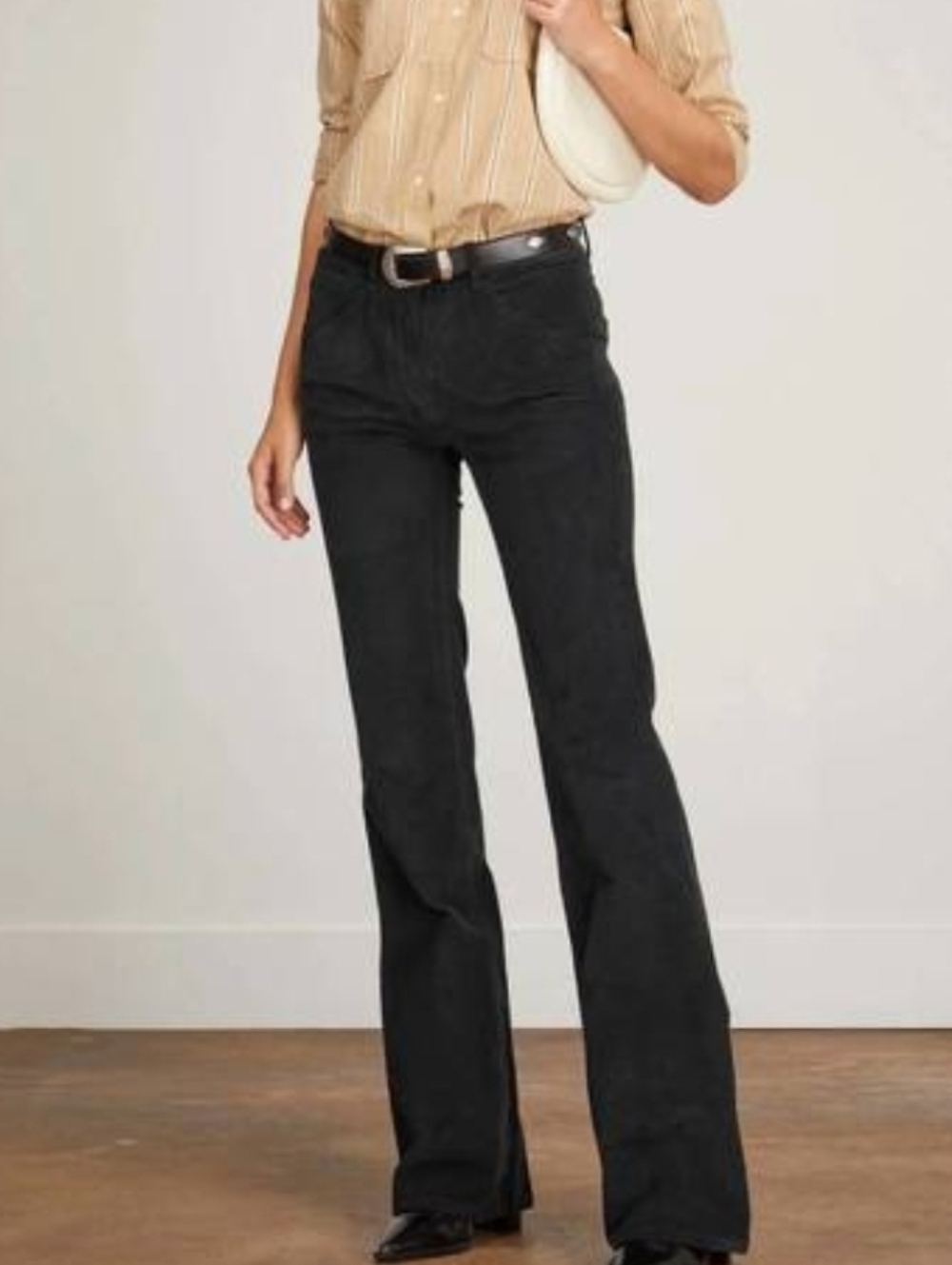 Nili Lotan Celia Distressed Black Washed Denim Flare Jeans High Rise - Picture 2 of 15